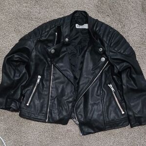 H&M Kids Faux Leather Moto Biker Jacket - Black - Size 4T